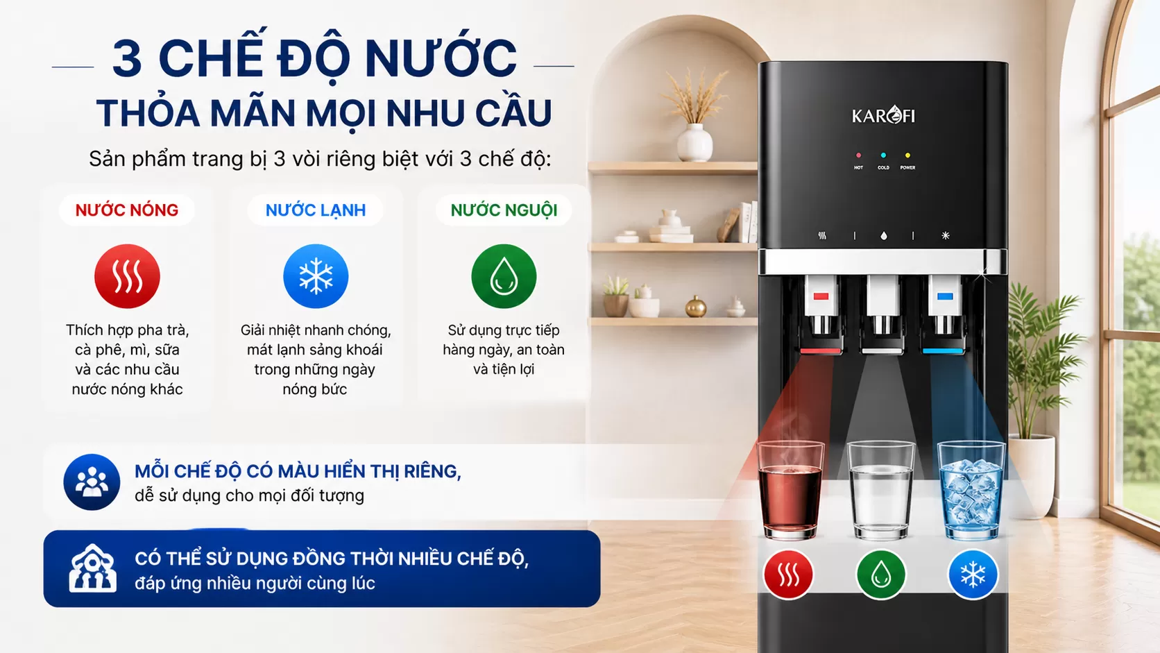 3 chế độ nước &ndash; Thỏa m&atilde;n mọi nhu cầu