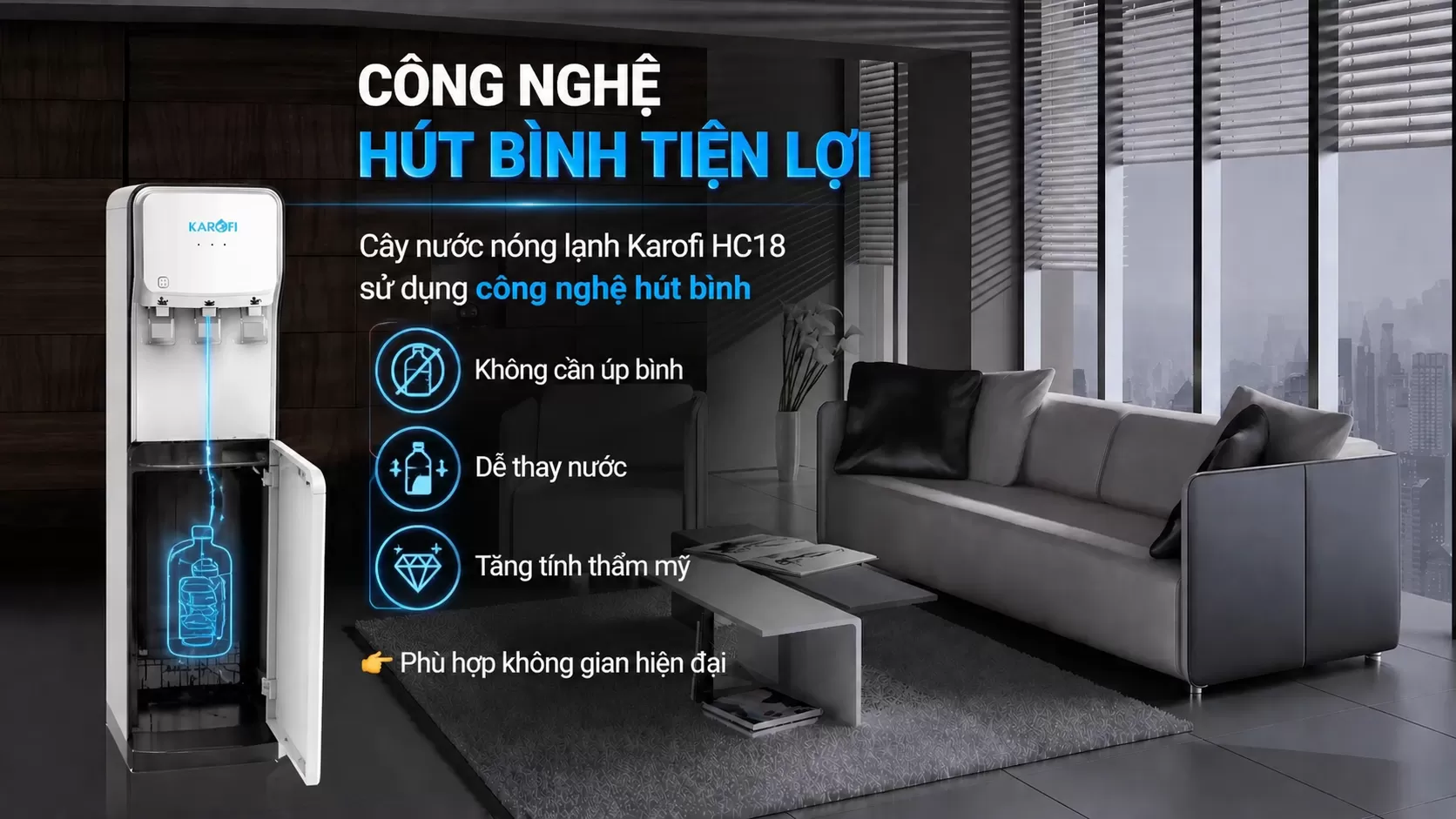 Karofi Hc18 c&ocirc;ng nghệ h&uacute;t b&igrave;nh tiện lợi