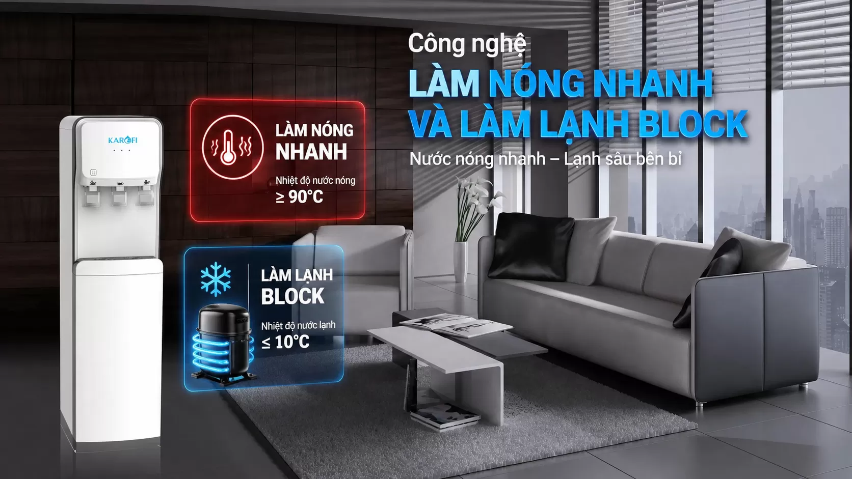 Karofi Hc18 c&ocirc;ng nghệ l&agrave;m lạnh bằng Block