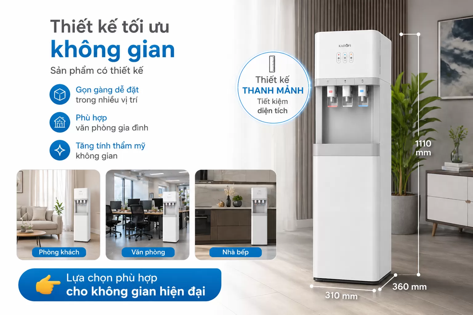 Karofi Hcv208 thiết kế tối ưu kh&ocirc;ng gian ph&ugrave; hợp văn ph&ograve;ng gia đ&igrave;nh