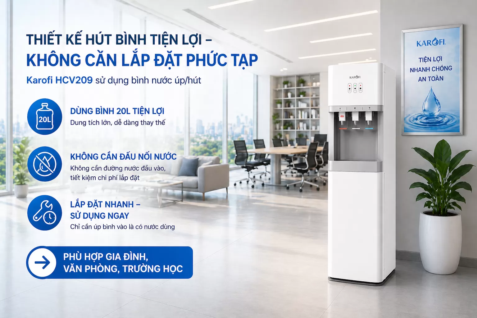 Thiết kế h&uacute;t b&igrave;nh tiện lợi &ndash; Kh&ocirc;ng cần lắp đặt phức tạp