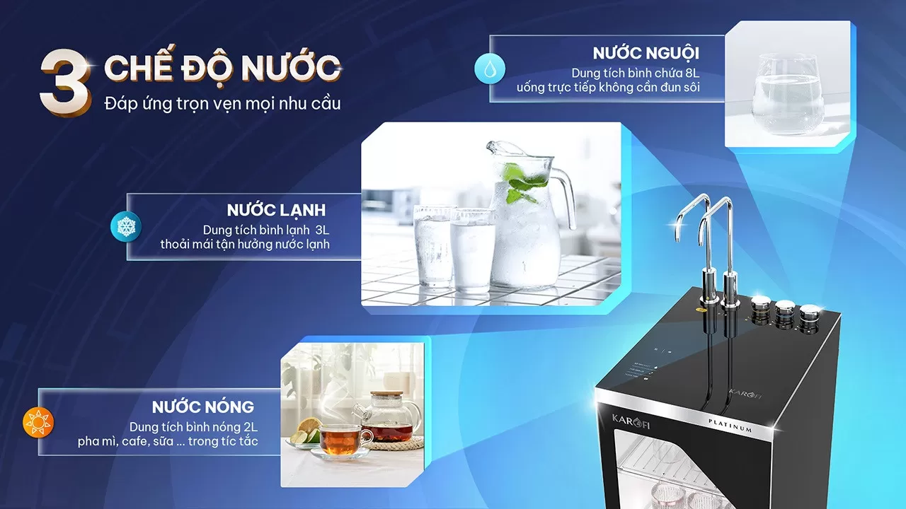 3 chế độ nước n&oacute;ng &ndash; lạnh &ndash; nguội tiện lợi