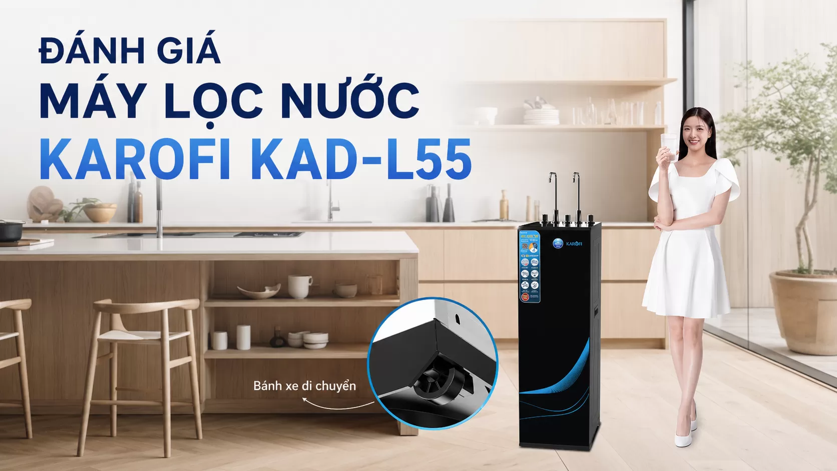 Máy lọc nước nóng lạnh Karofi KAD-L55 được đánh giá cao nhờ khả năng tích hợp lọc nước và làm nóng lạnh tiện lợi