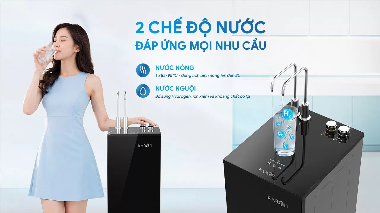 Karofi KAH-GB35 sở hữu nhiều c&ocirc;ng nghệ hiện đại gi&uacute;p n&acirc;ng cao trải nghiệm sử dụng nước sạch mỗi ng&agrave;y: