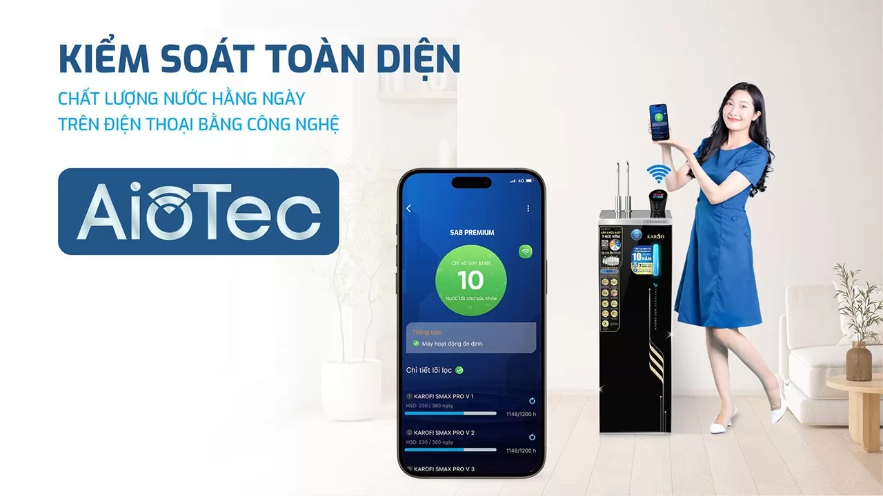 C&ocirc;ng nghệ AIoTec &ndash; Theo d&otilde;i m&aacute;y lọc nước qua điện thoại