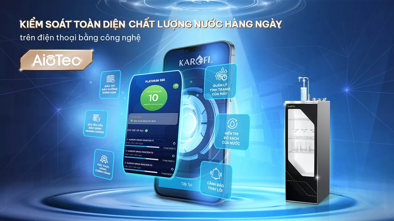 C&ocirc;ng nghệ AIoTec &ndash; Theo d&otilde;i m&aacute;y lọc nước qua điện thoại