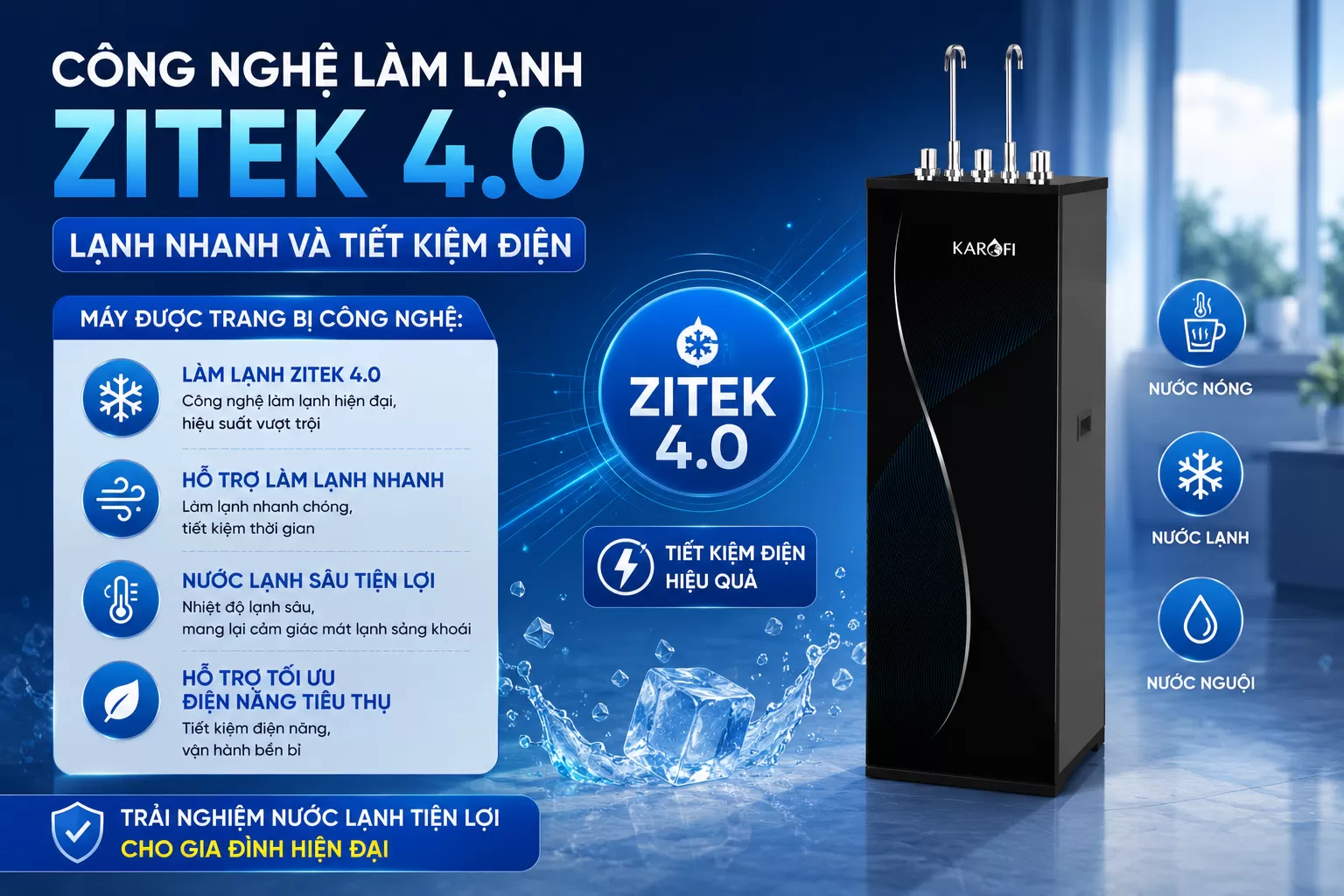 C&ocirc;ng nghệ l&agrave;m lạnh Zitek 4.0 &ndash; Lạnh nhanh v&agrave; tiết kiệm điện