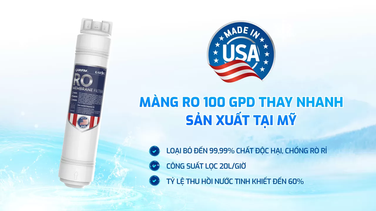 D66s Pro C&ocirc;ng nghệ RO Mỹ c&ocirc;ng suất lớn 20 L&iacute;t một giờ