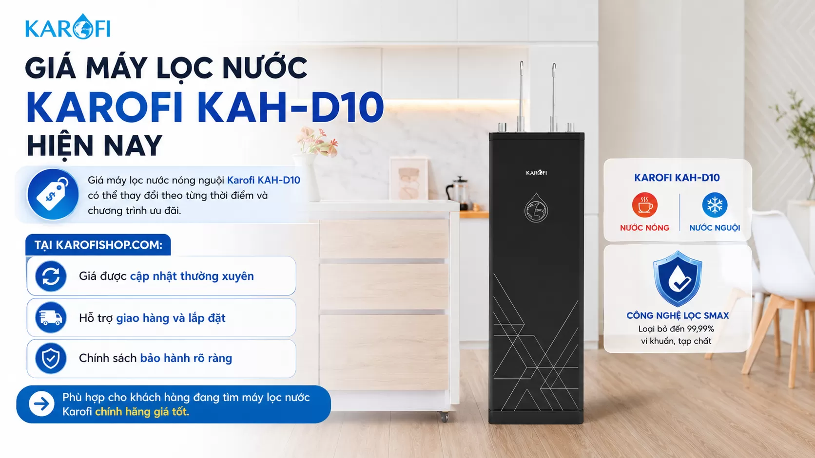 Giá máy lọc nước Karofi KAH-D10 hiện nay