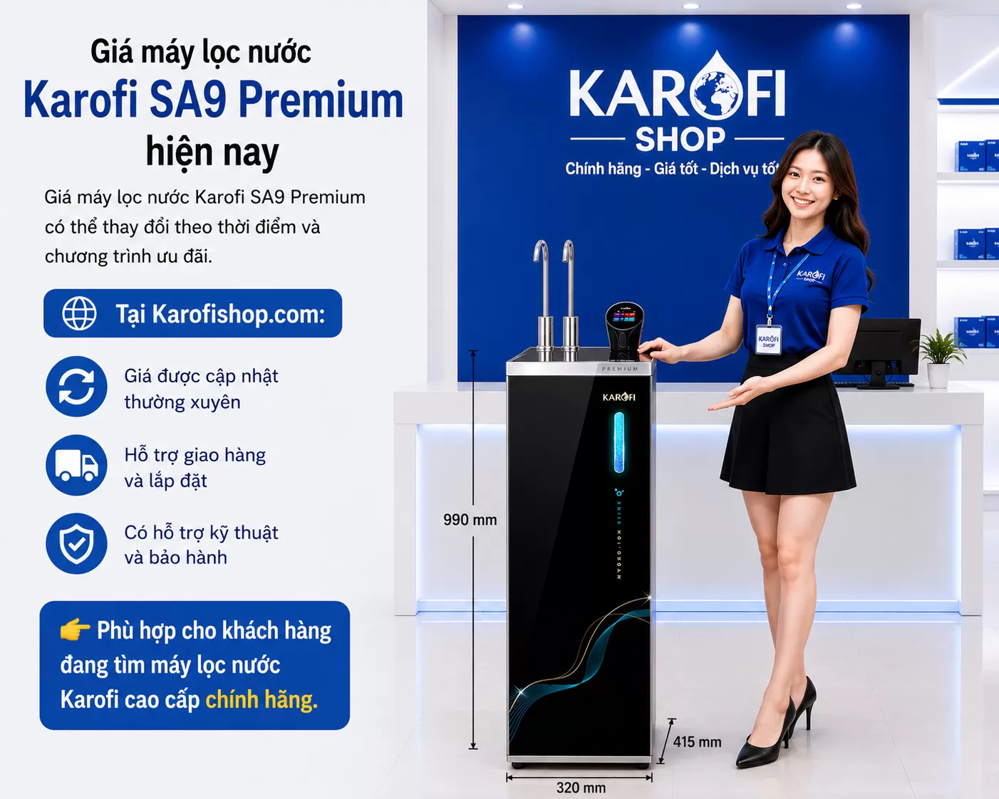 Gi&aacute; m&aacute;y lọc nước Karofi SA9 Premium hiện nay