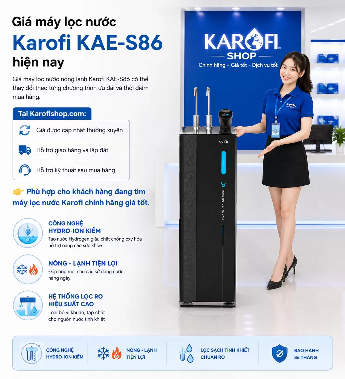 Gi&aacute; m&aacute;y lọc nước Karofi KAE-S86 hiện nay