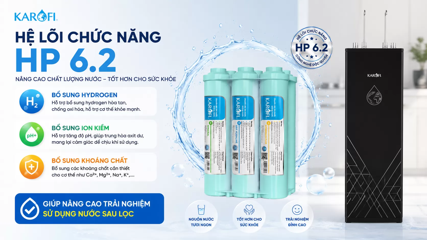 Karofi KAH-D10 Dùng Hệ lõi chức năng HP 6.2