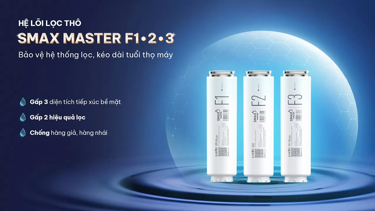 Karofi Platinum S66 Hệ l&otilde;i lọc th&ocirc; Smax Master F1-2-3