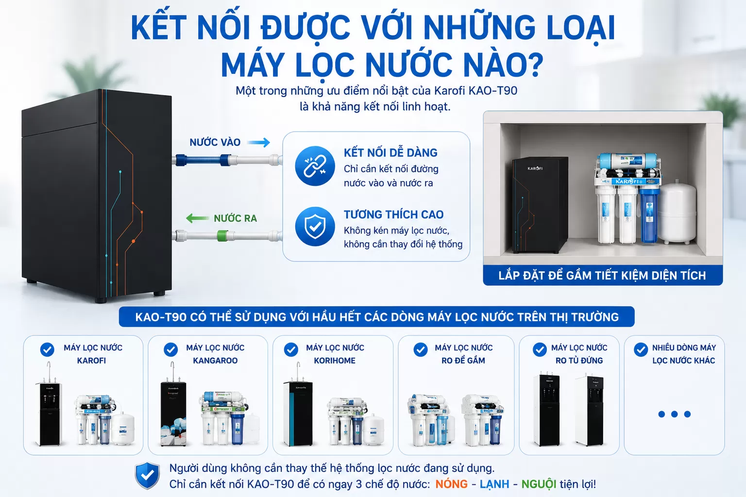 Karofi T90 Kết Nối Được Với Những Loại M&aacute;y Lọc Nước N&agrave;o