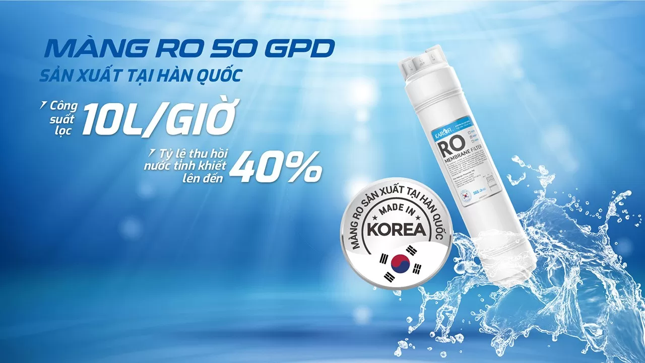 M&agrave;ng RO 50 GPD sản xuất tại H&agrave;n Quốc