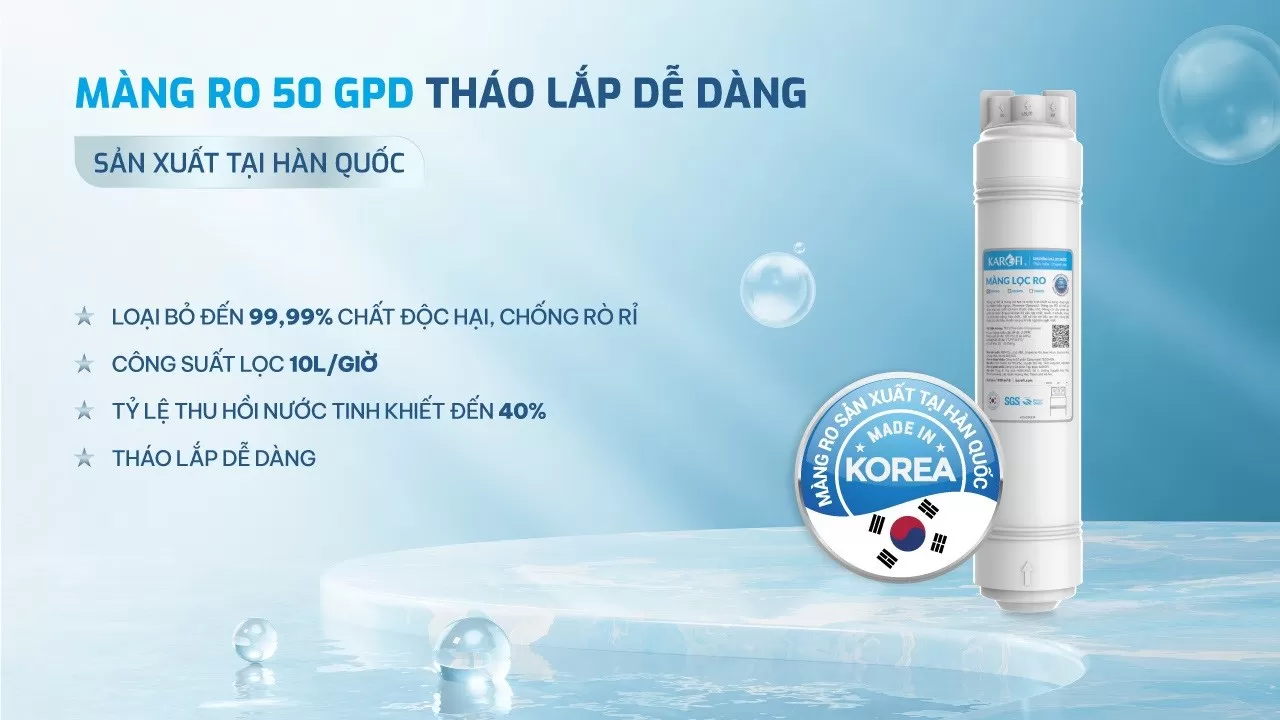 Màng Ro Karofi hàn quốc thao lắp nhanh 50GDP