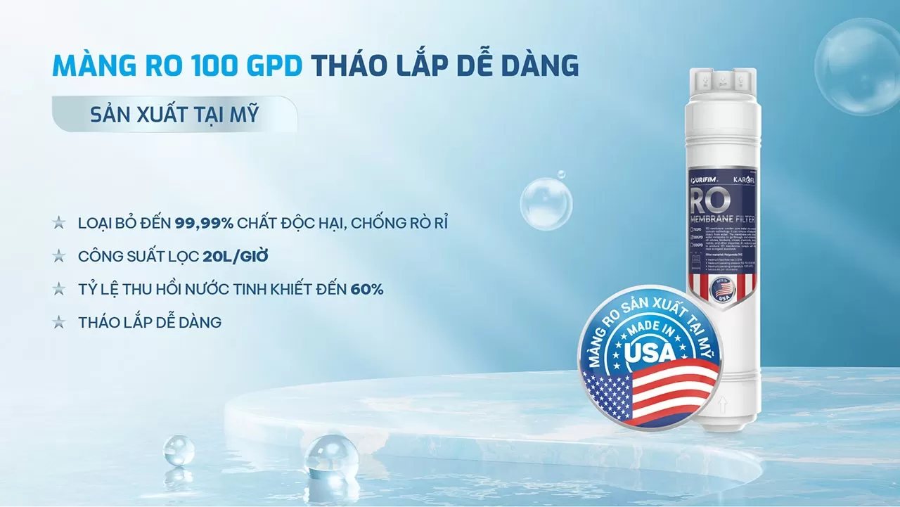 M&agrave;ng RO Purifim sản xuất tại Mỹ