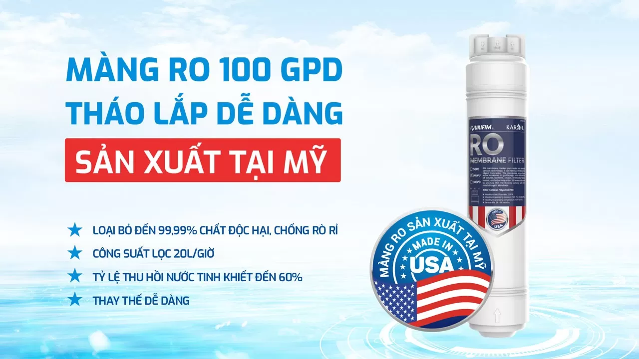M&agrave;ng RO Purifim sản xuất tại Mỹ