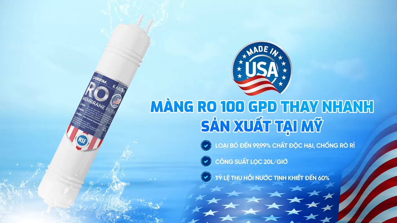 Karofi D69 D&ugrave;ng M&agrave;ng RO Purifim sản xuất tại Mỹ