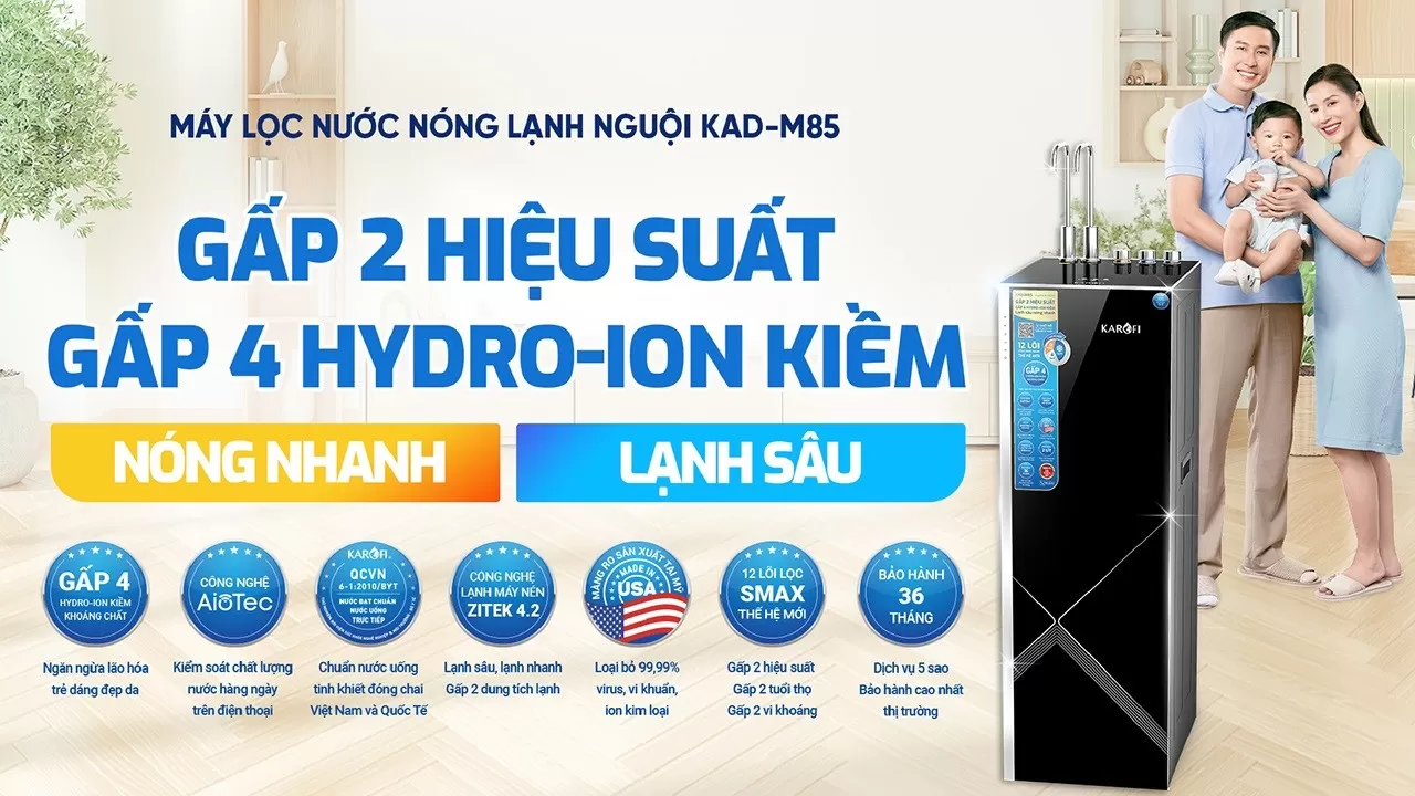 Máy lọc nước nóng lạnh Karofi KAD-M85 chính hãng