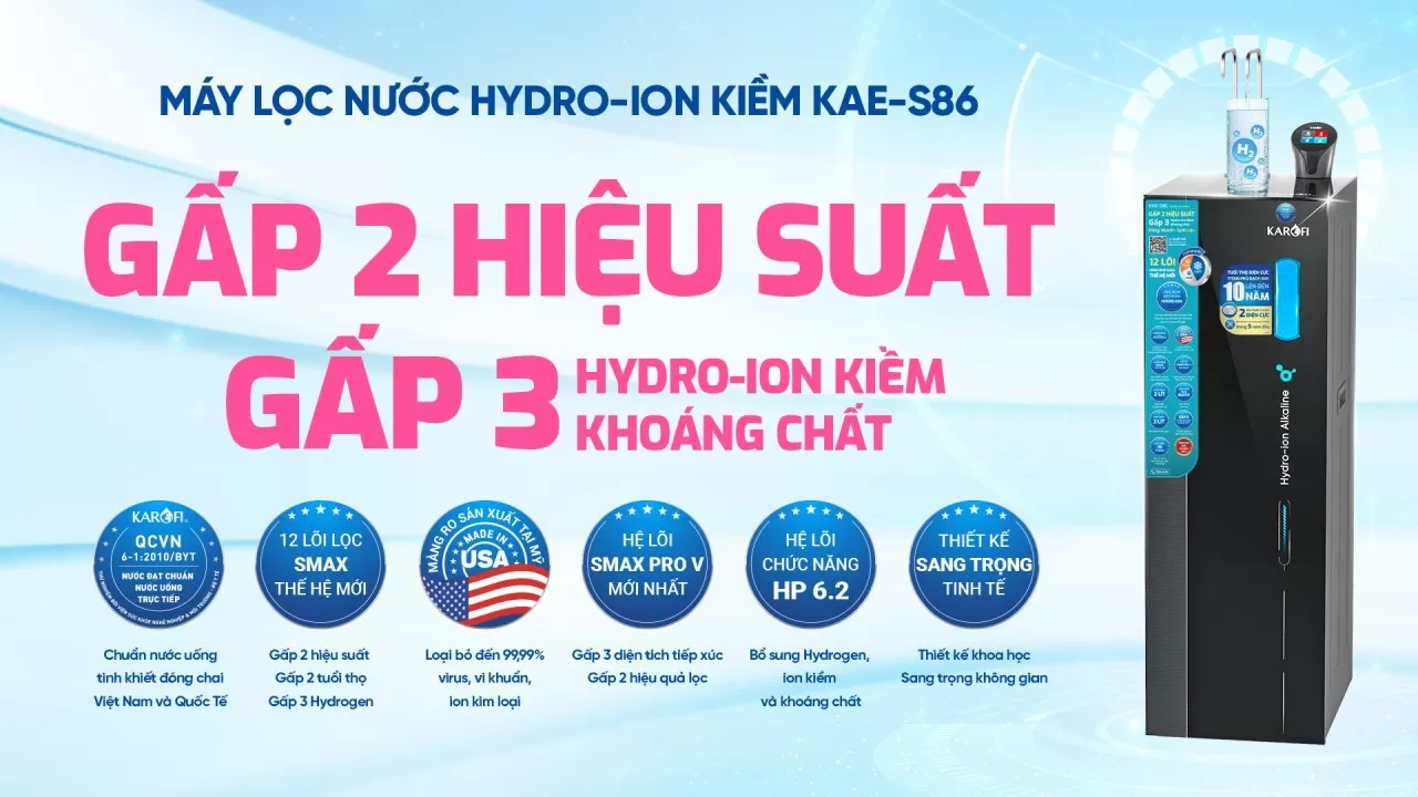 M&aacute;y lọc nước n&oacute;ng lạnh Karofi KAE-S86