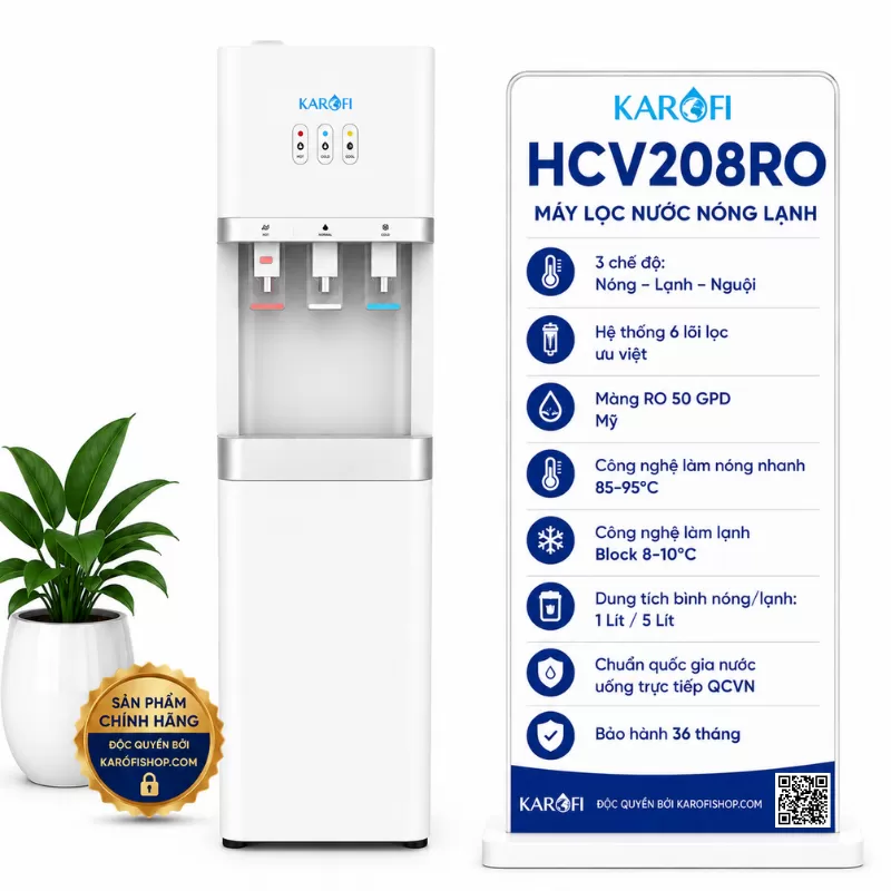 Máy Lọc Nước Nóng Lạnh Karofi HCV208RO