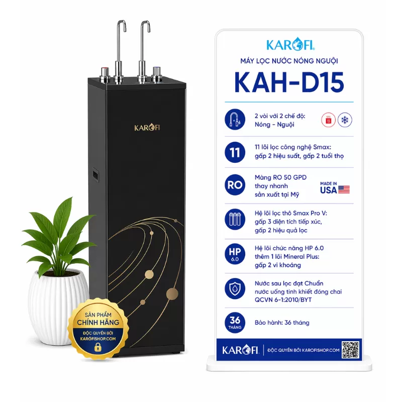 Máy lọc nước nóng nguội Karofi KAH-D15