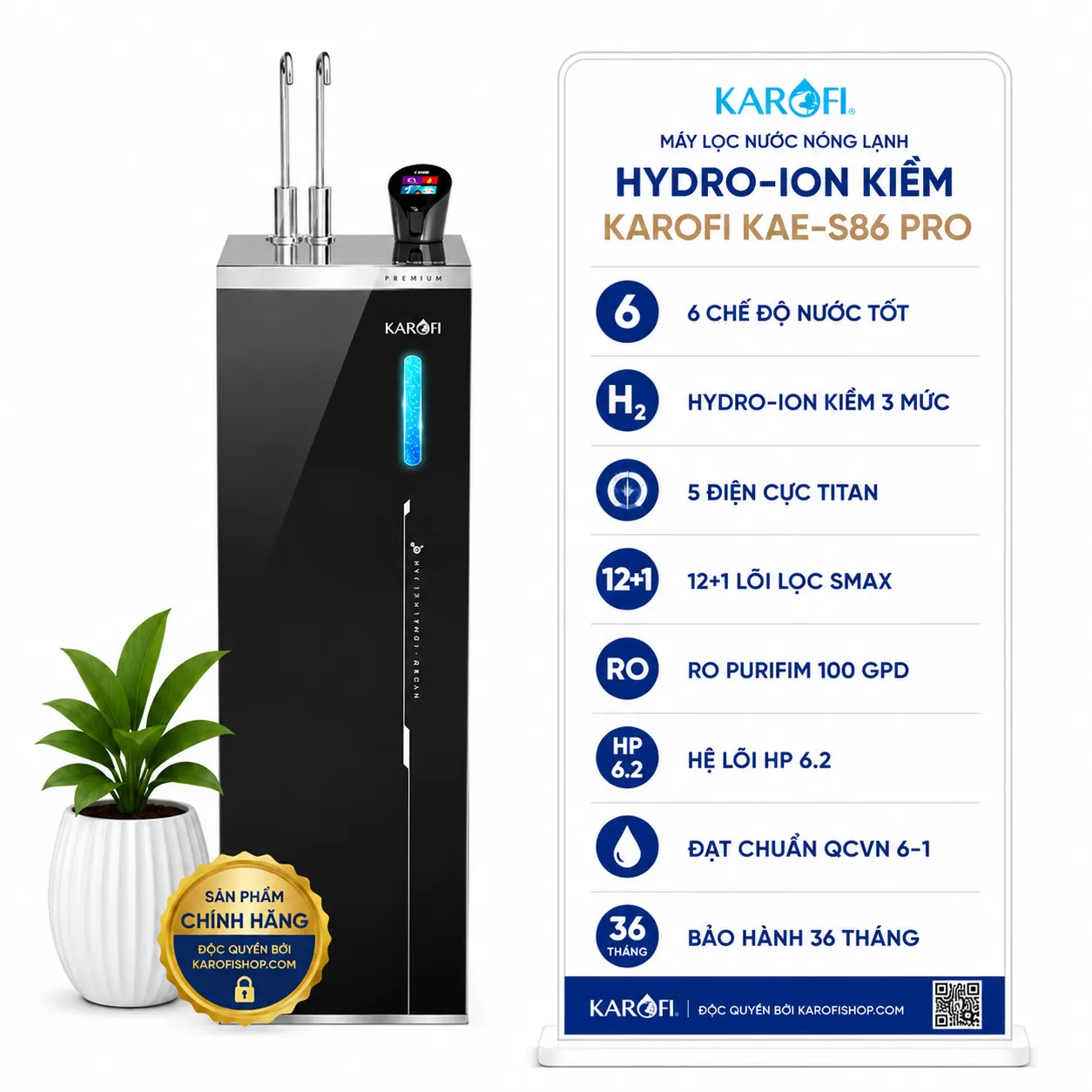 Máy lọc nước nóng lạnh Karofi KAE-S86 Pro