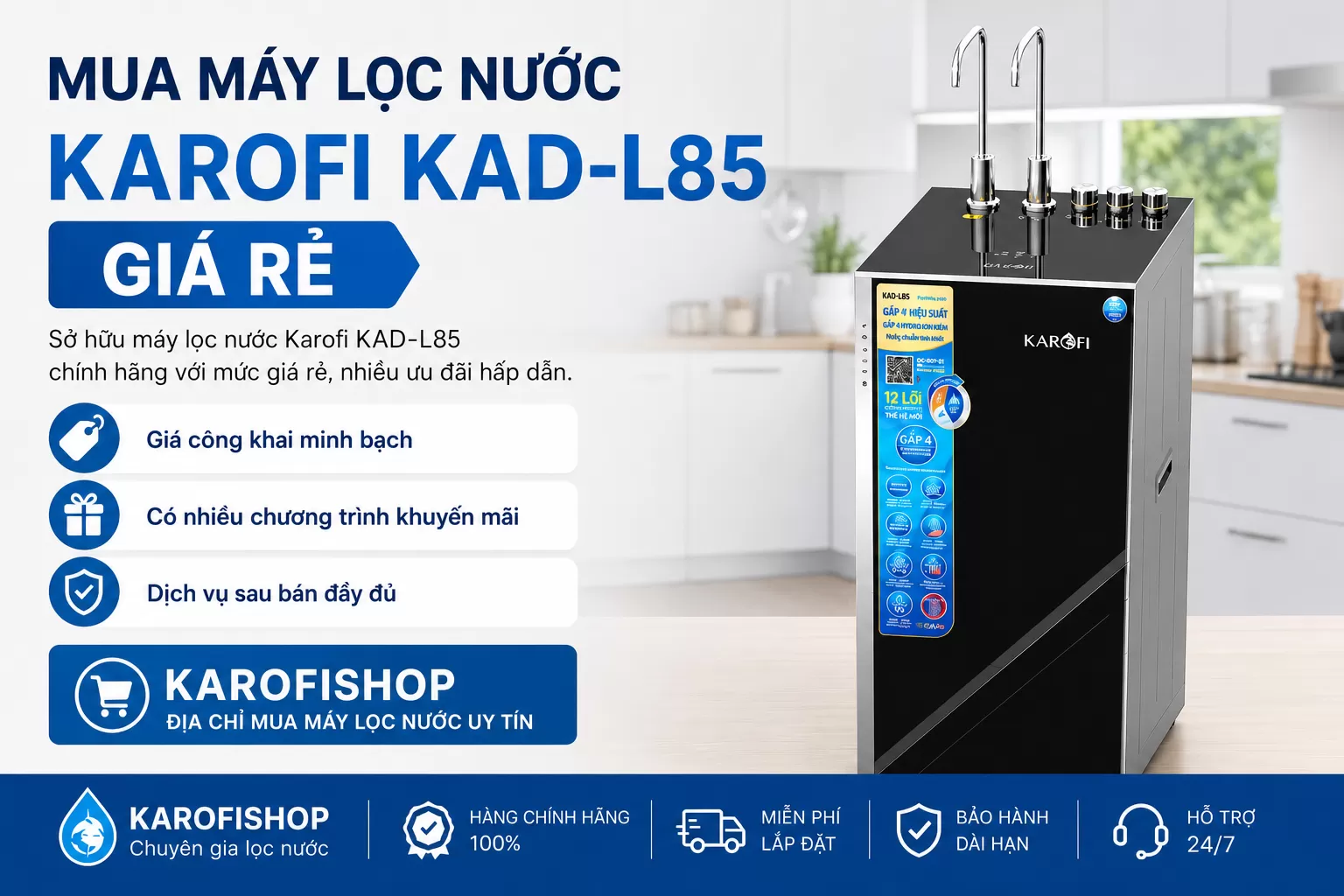 Mua m&aacute;y lọc nước Karofi KAD-L85 gi&aacute; rẻ nhất