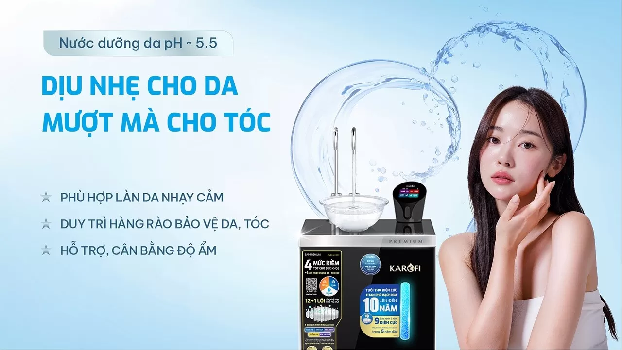 Nước pH ~5.5 hỗ trợ chăm s&oacute;c da nhạy cảm