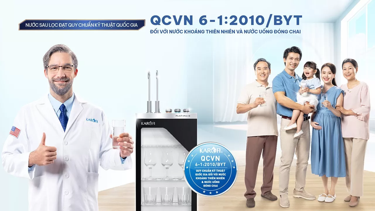Karofi Platinum S66 Nước sau lọc đạt QCVN nước uống tại v&ograve;i