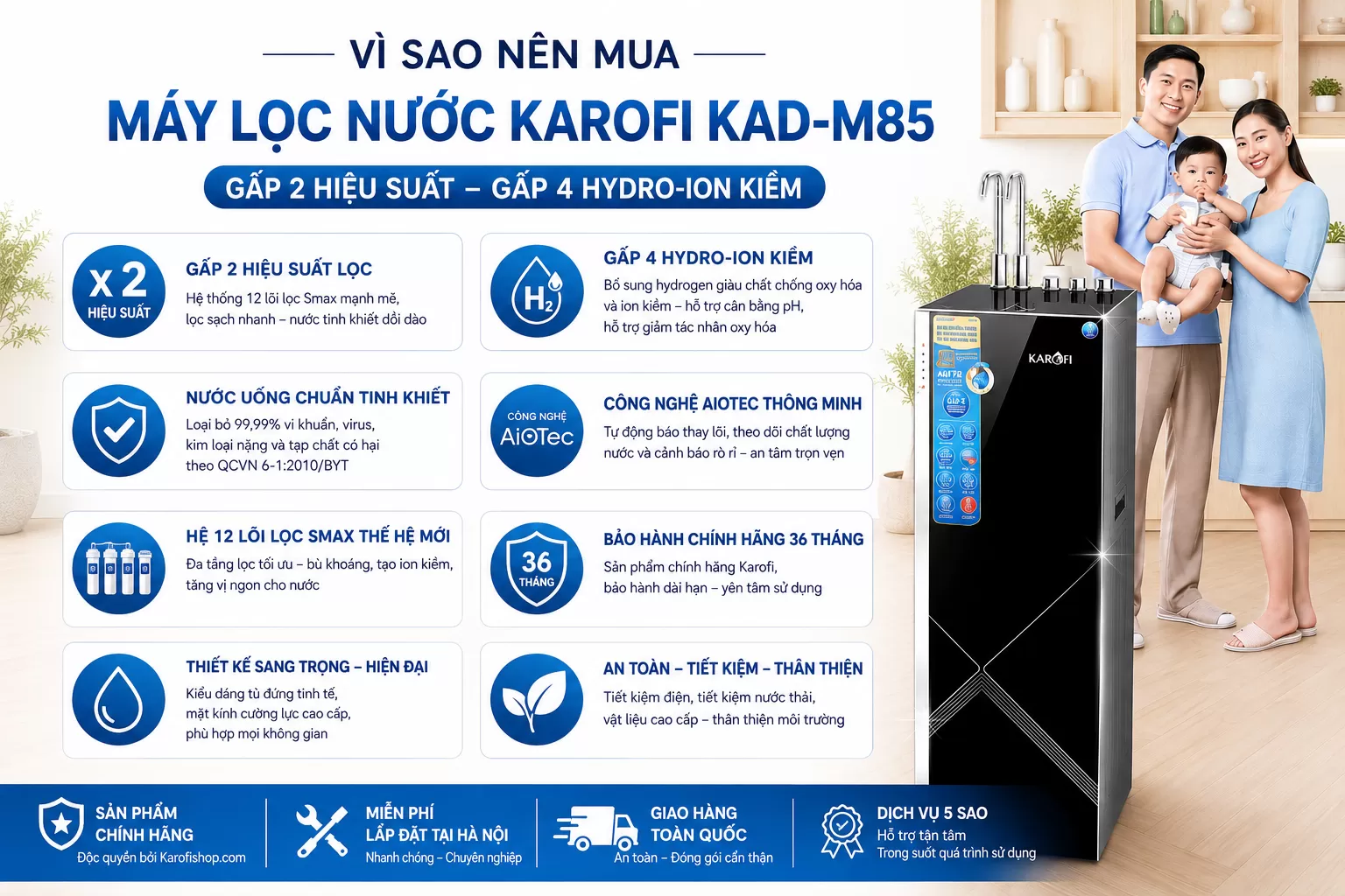 Vì sao nên mua máy lọc nước Karofi KAD-M85