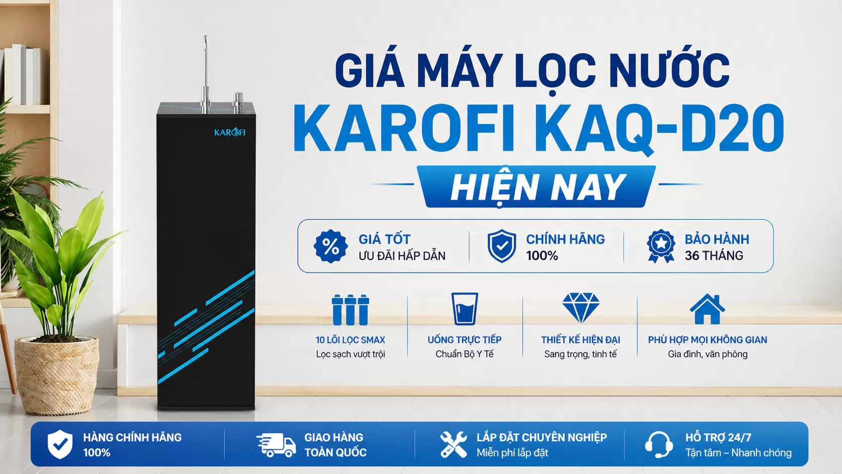Gi&aacute; m&aacute;y lọc nước Karofi KAQ-D20 hiện nay