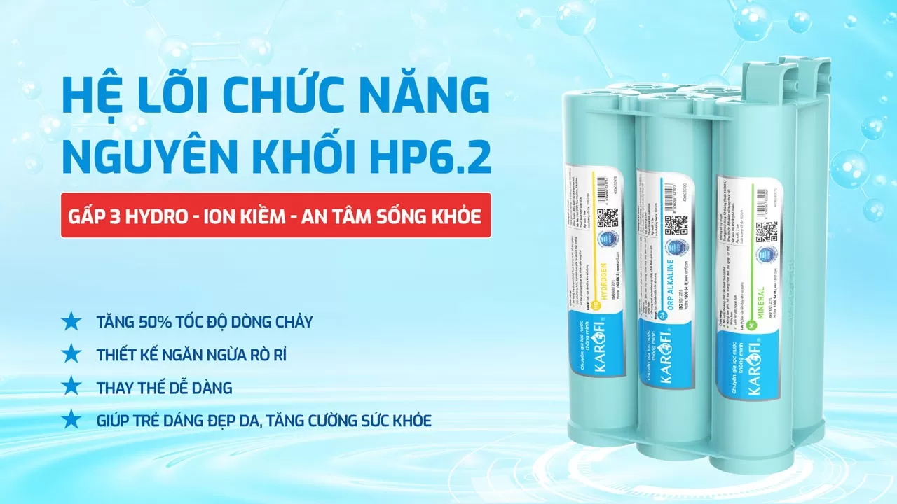 Karofi S68 D&ugrave;ng Hệ l&otilde;i chức năng nguy&ecirc;n khối bổ sung Hydrogen v&agrave; kho&aacute;ng chất