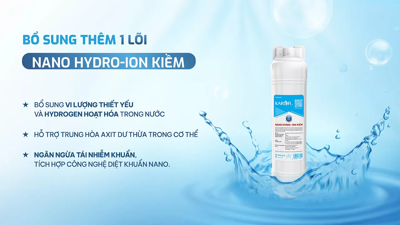 Karofi KAQ-GB15 được trang bị hệ l&otilde;i chức năng HP 6.2 thế hệ mới c&ugrave;ng l&otilde;i Nano Hydro-ion kiềm gi&uacute;p: