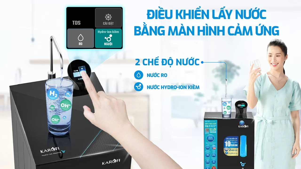2 chế độ nước tiện lợi  M&aacute;y hỗ trợ Nước RO tinh khiết Nước Hydro-ion kiềm