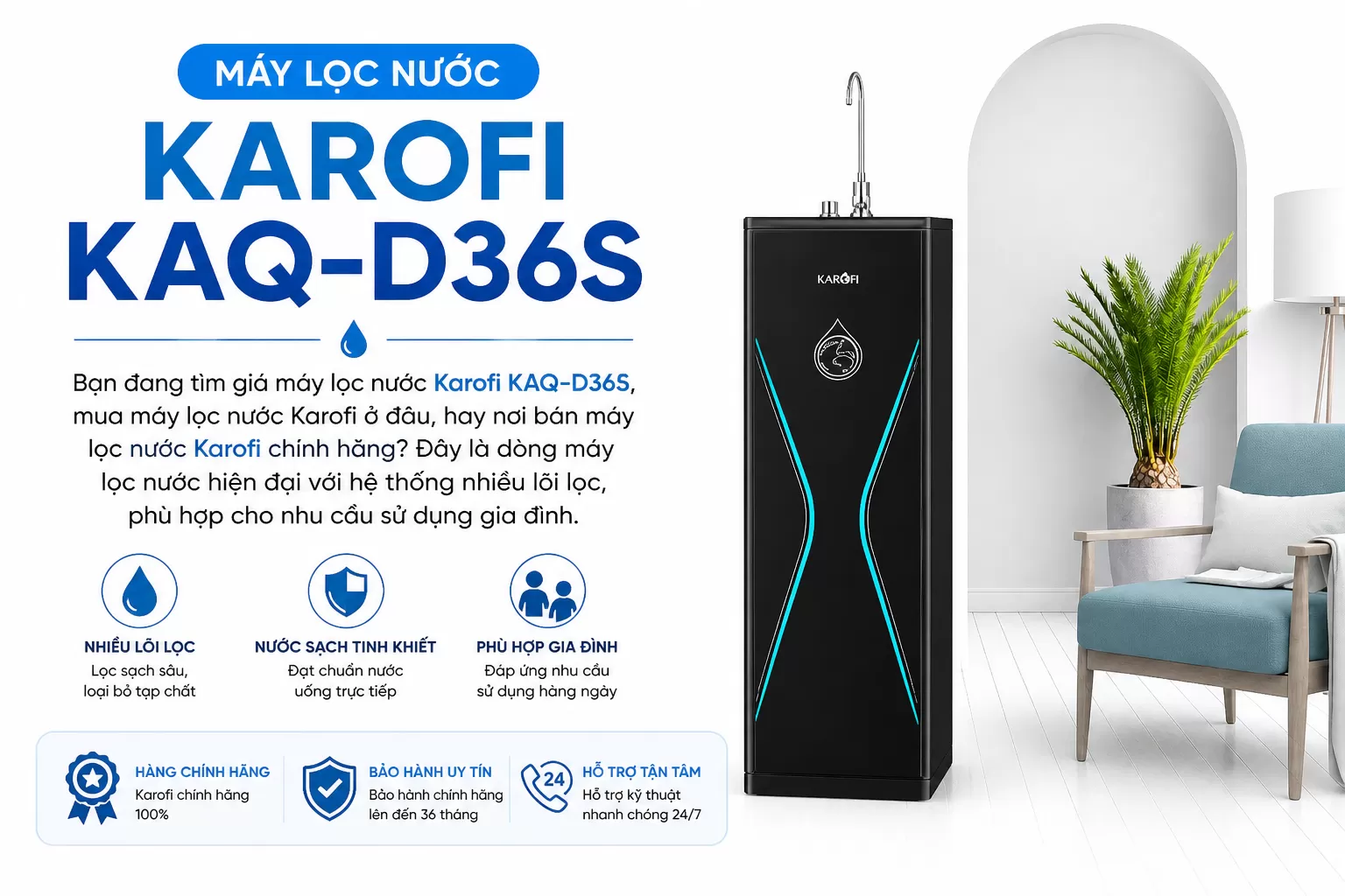 M&aacute;y lọc nước Karofi KAQ-D36S