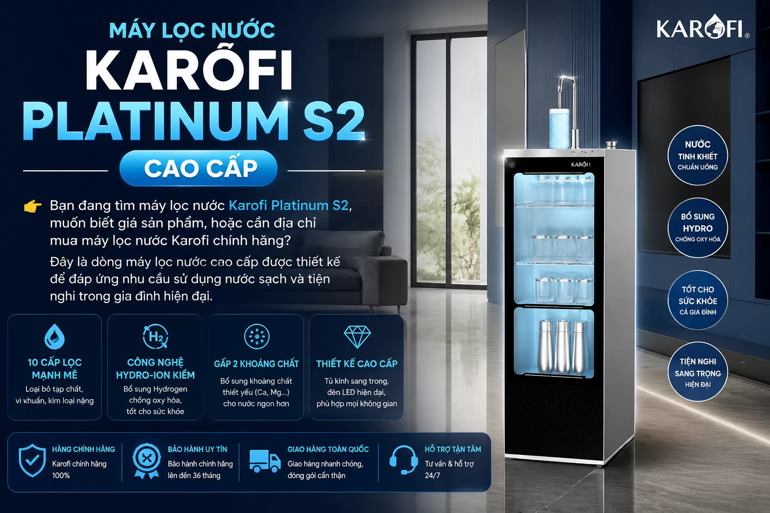 M&aacute;y lọc nước Karofi Platinum S2 cao cấp