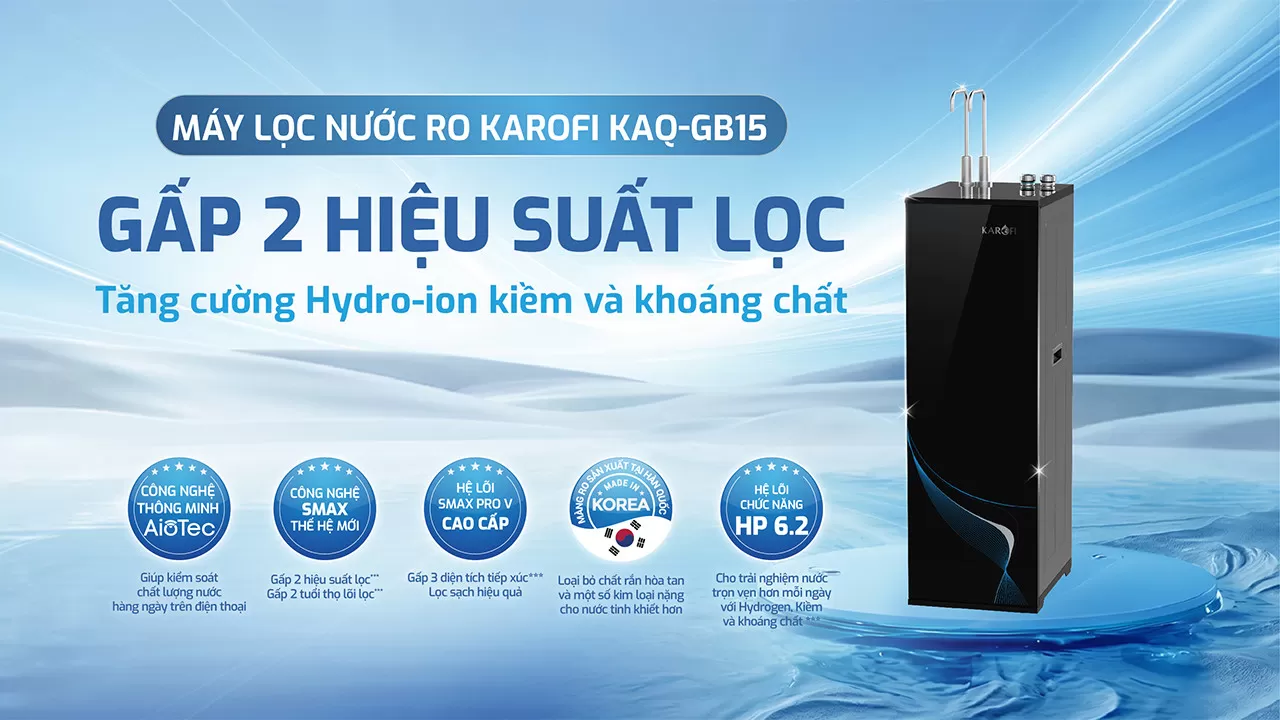 M&aacute;y lọc nước Karofi KAQ-GB15 11 L&otilde;i Smax Hydro-ion Kiềm