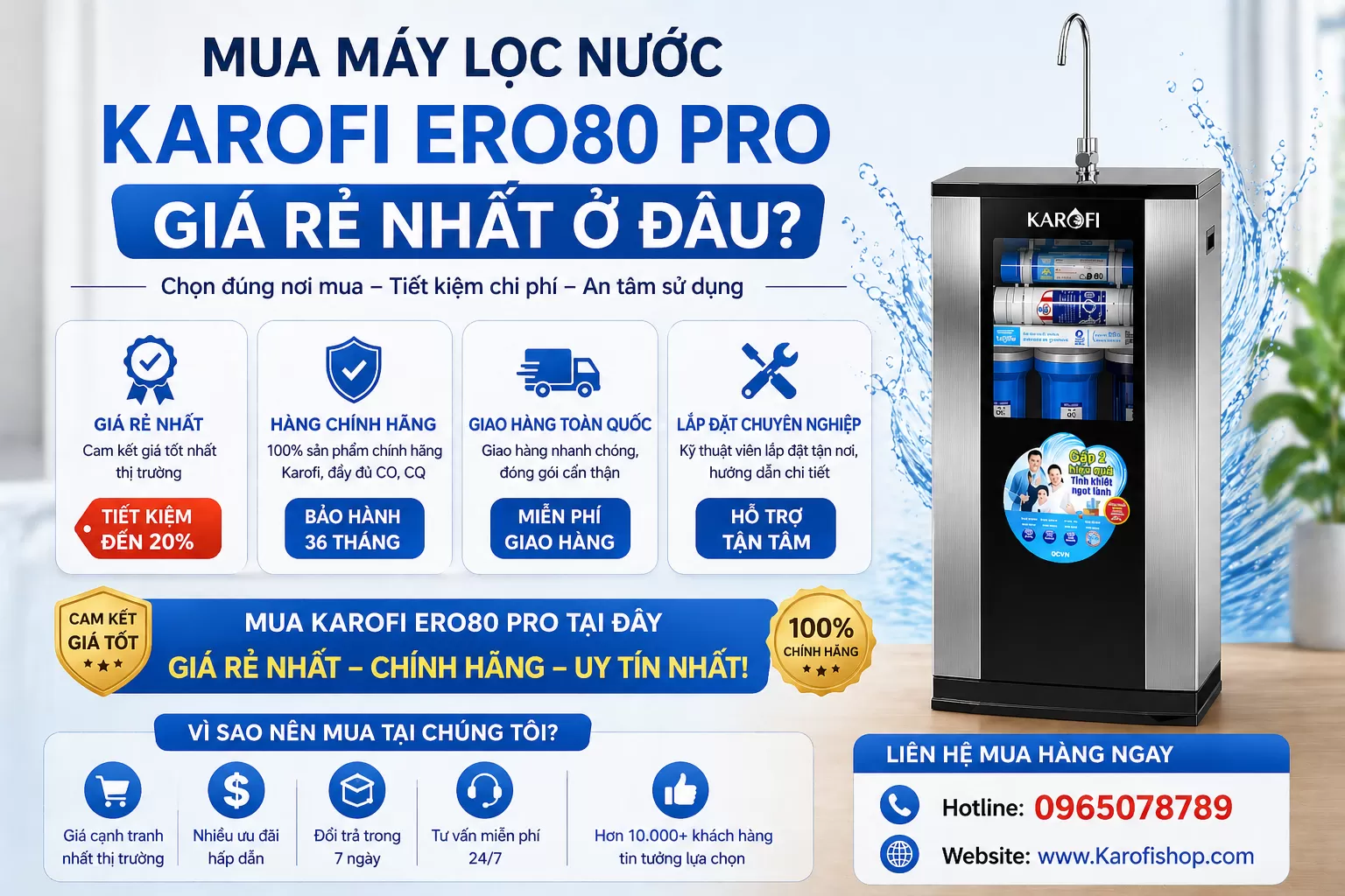 Mua m&aacute;y lọc nước Karofi ERO80 Pro gi&aacute; rẻ nhất ở đ&acirc;u