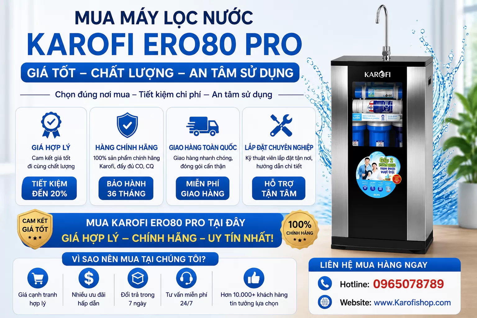Mua m&aacute;y lọc nước Karofi ERO80 Pro