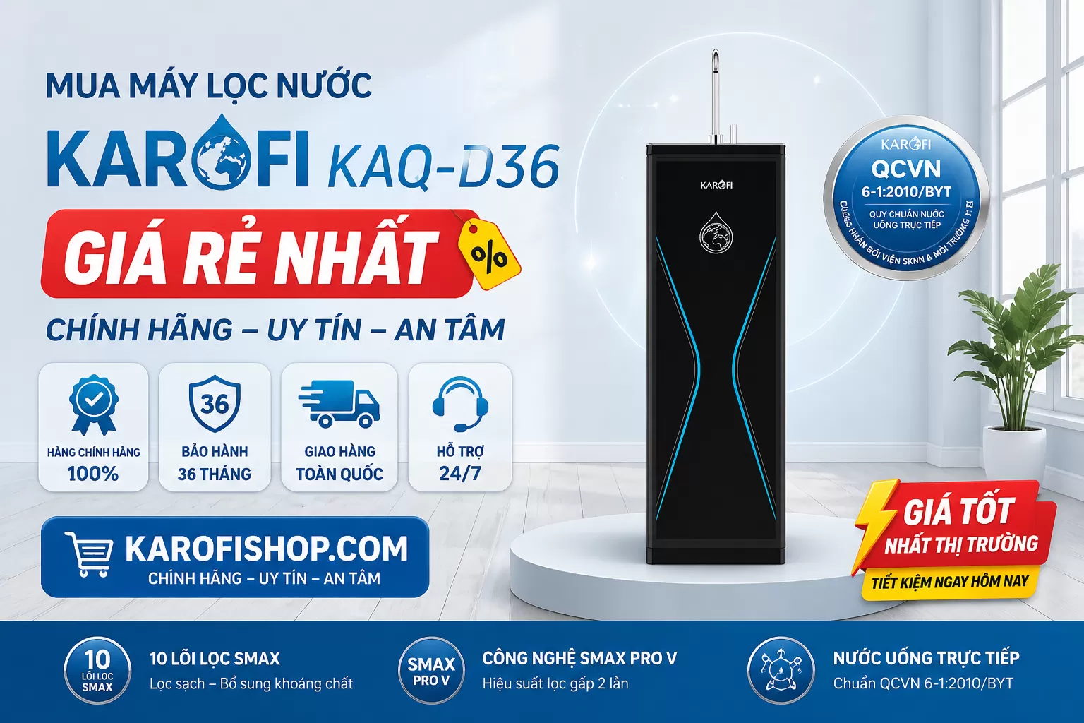Karofishop lu&ocirc;n nằm trong nh&oacute;m nơi b&aacute;n m&aacute;y lọc nước Karofi gi&aacute; rẻ ch&iacute;nh h&atilde;ng tốt nhất