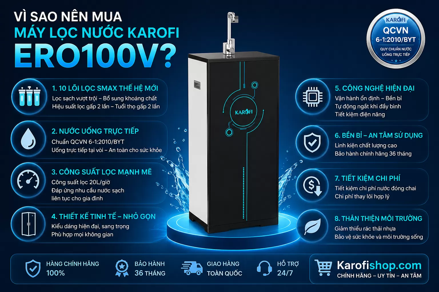 V&igrave; sao n&ecirc;n mua m&aacute;y lọc nước Karofi ERO100V