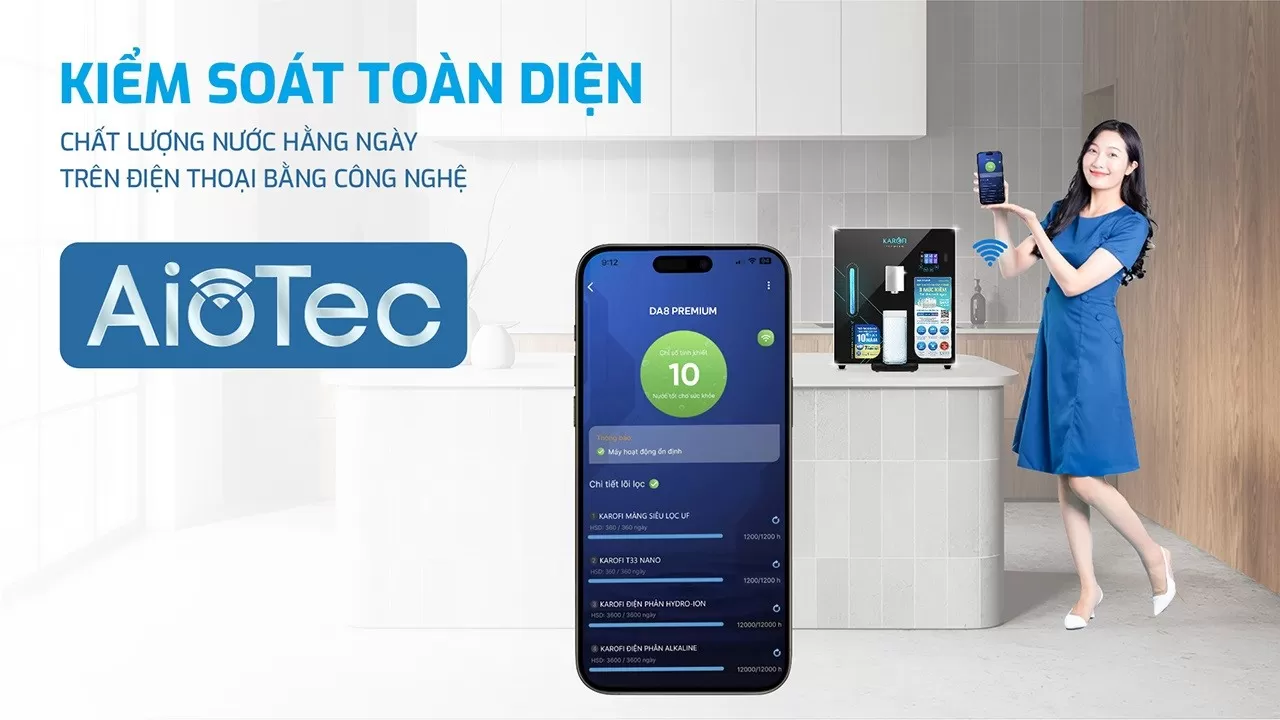 C&ocirc;ng nghệ AIoTec &ndash; Theo d&otilde;i m&aacute;y lọc nước qua điện thoại