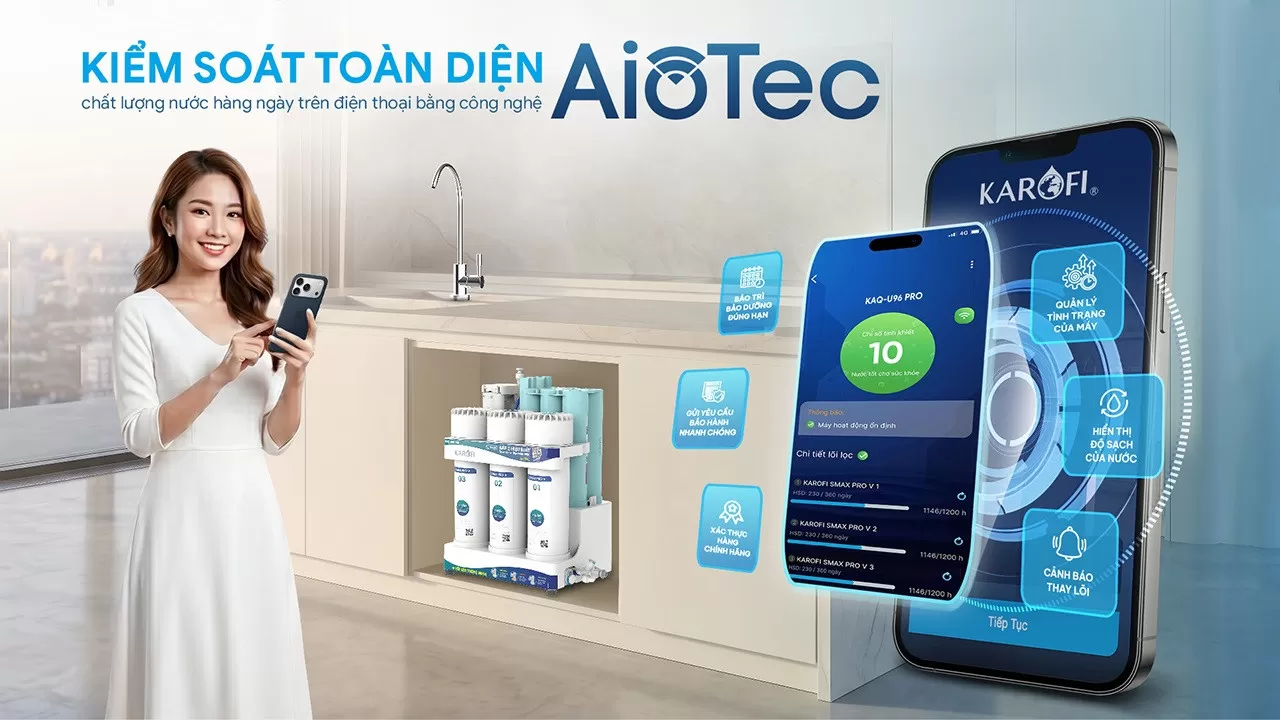 C&ocirc;ng Nghệ AioTec &ndash; Quản L&yacute; M&aacute;y Lọc Nước Từ Xa Qua Điện Thoại