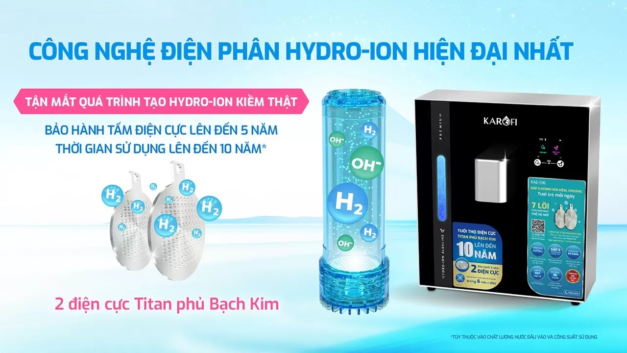 Karofi S16 C&ocirc;ng nghệ điện ph&acirc;n Hydro-ion hiện đại