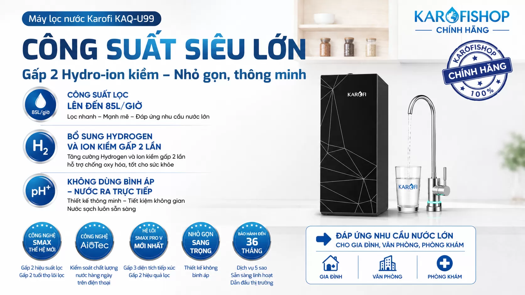C&ocirc;ng suất si&ecirc;u lớn &ndash; Gấp 2 Hydrogen &ndash; Ion kiềm
