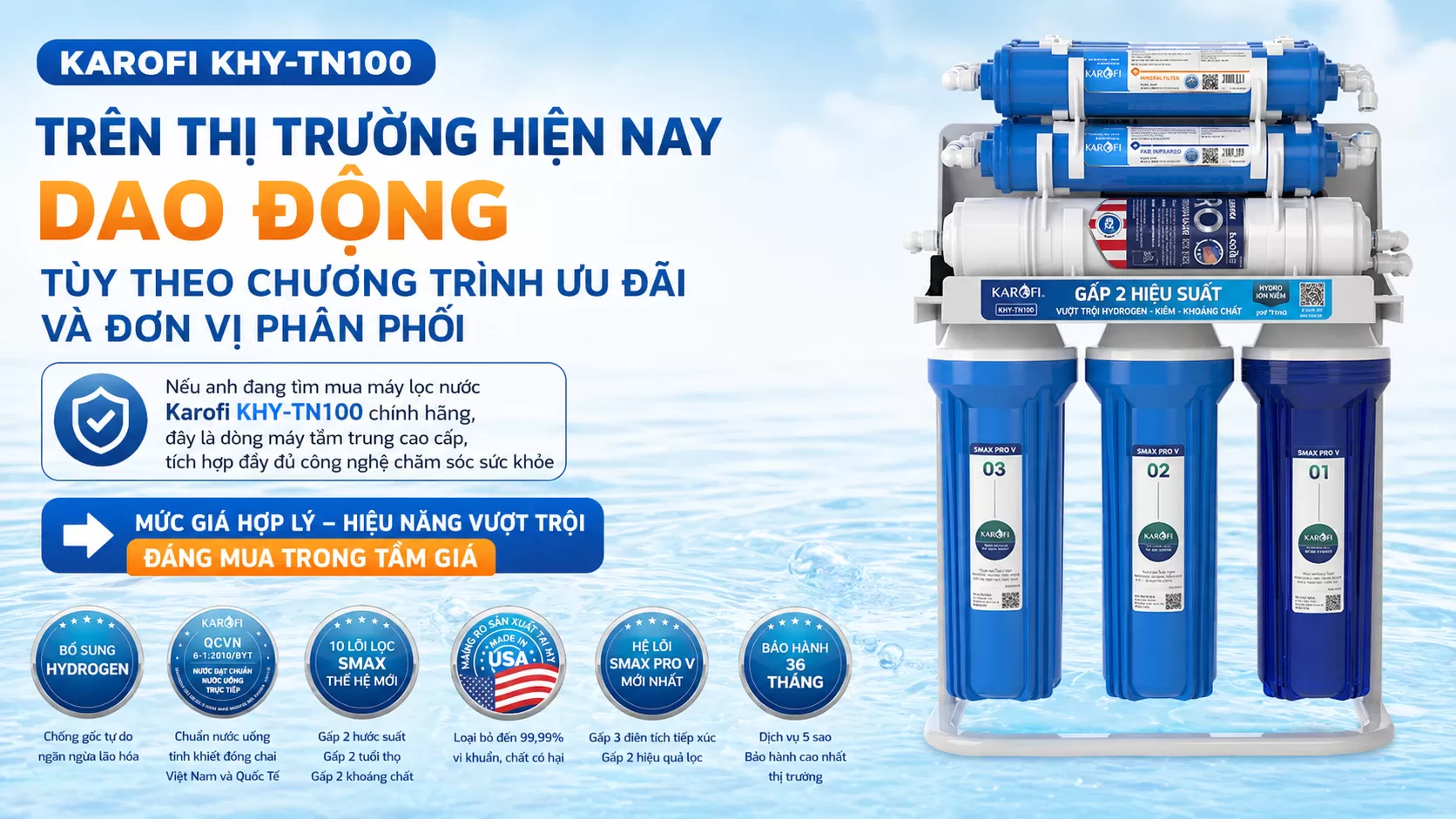 Giá máy lọc nước Karofi KHY-TN100 hiện nay