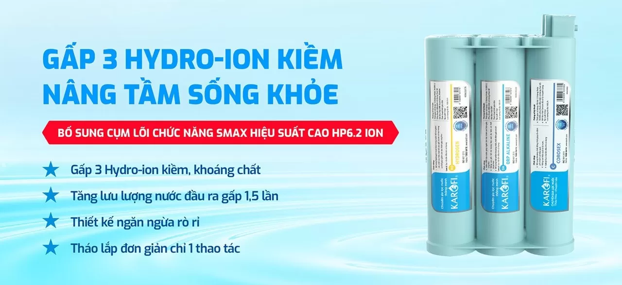 M&aacute;y được trang bị:  Hệ l&otilde;i HP 6.2 ION nguy&ecirc;n khối Hỗ trợ bổ sung Hydrogen v&agrave; kho&aacute;ng chất Hỗ trợ hạn chế t&aacute;i nhiễm khuẩn