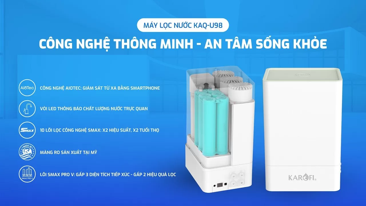 M&aacute;y lọc nước Karofi KAQ U98 l&agrave; d&ograve;ng m&aacute;y lọc nước hiện đại ph&ugrave; hợp cho nhu cầu sử dụng nước sạch h&agrave;ng ng&agrave;y